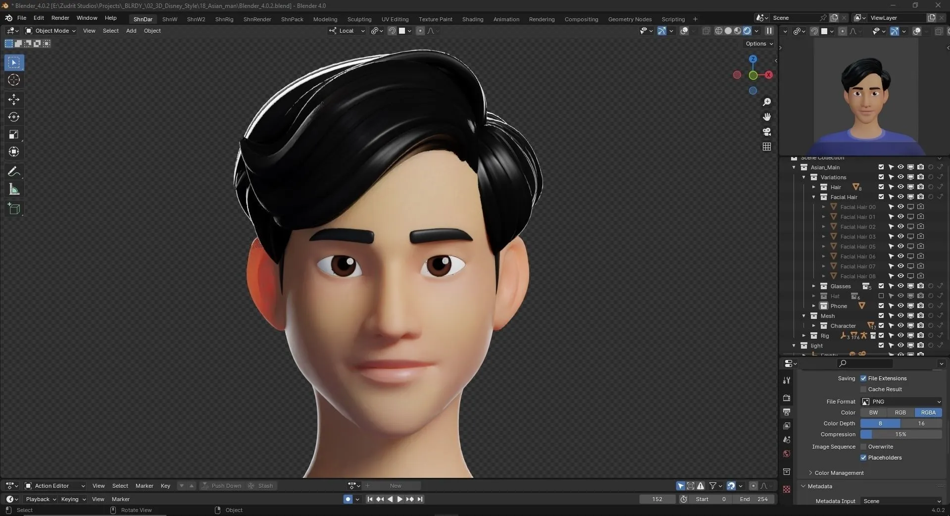 Customizable Man Cartoon Low-poly full body render